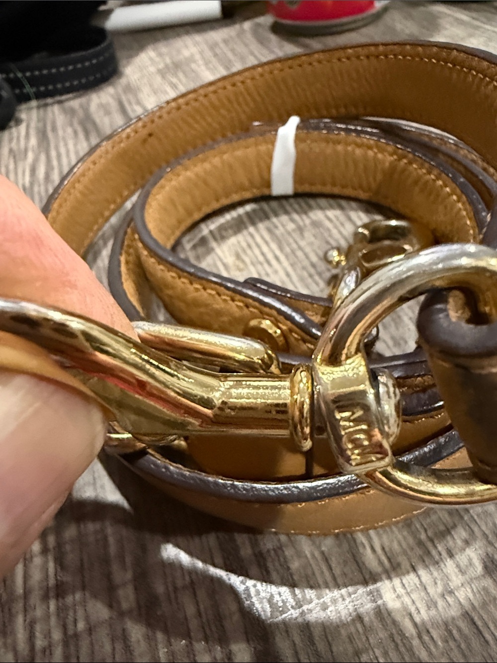 MCM Tan Leather Belt Strap  bag with Gold Hardware